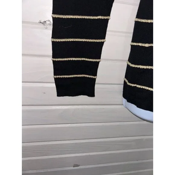 NWT August Silk Heritage Sz XL Black Gold Stripes Textured Button Up Cardigan - Picture 4 of 10